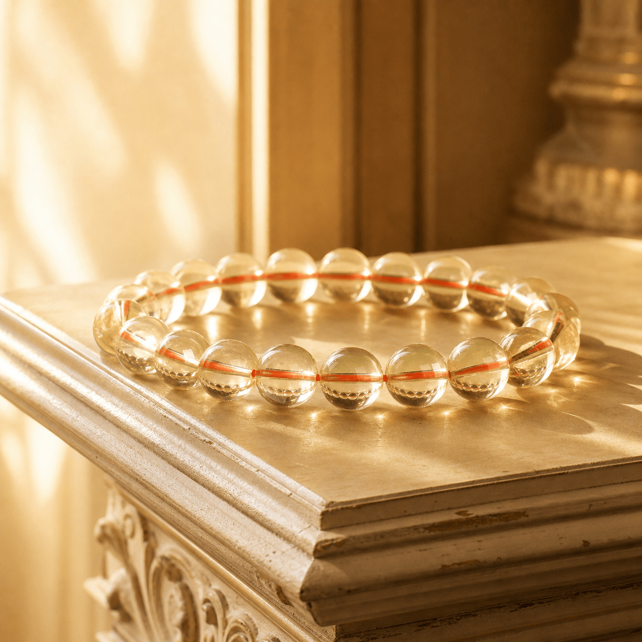 Natural Yellow Crystal Single-Loop Beaded Bracelet